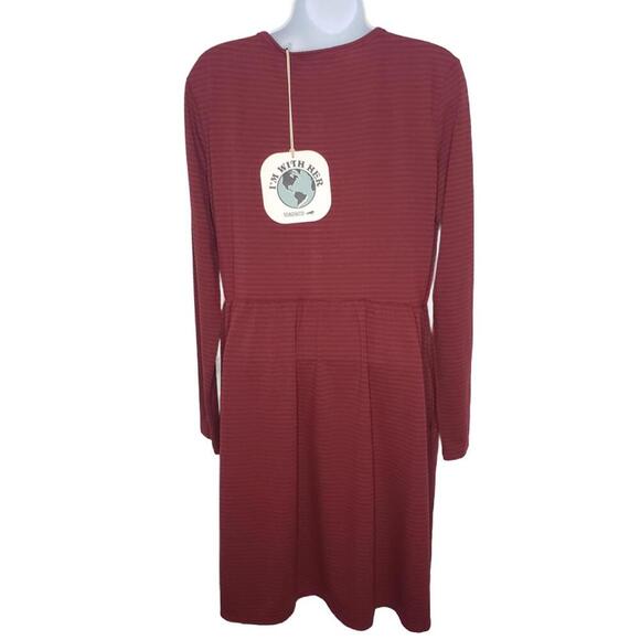 NWT Toad & Co. Women's Sz Piru Henley Hemp Blend Dress Prickly Pear Stripe(1750) - Picture 2 of 7